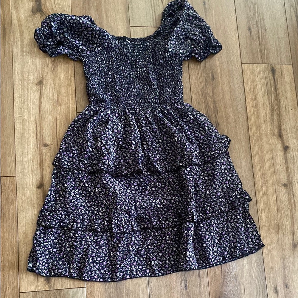 Floral Dress in Black and Purple